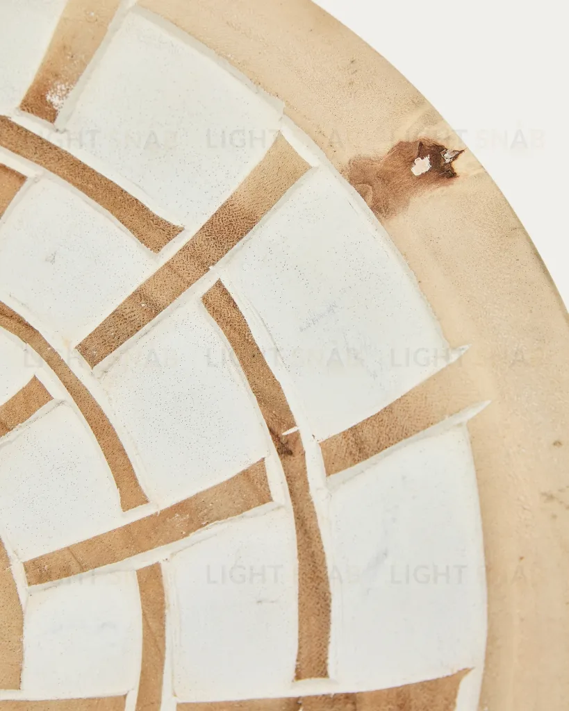 Настенная панель Mely из массива дерева альбиция белая Ø 50 см 101081