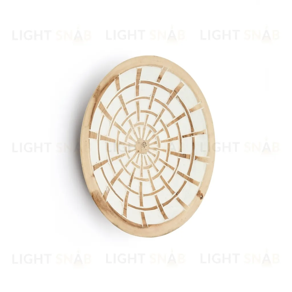 Настенная панель Mely из массива дерева альбиция белая Ø 50 см 101081