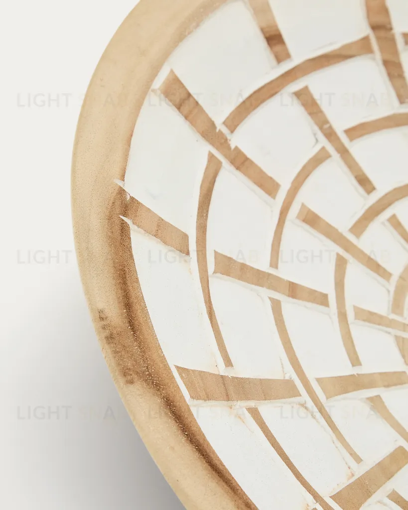 Настенная панель Mely из массива дерева альбиция белая Ø 50 см 101081