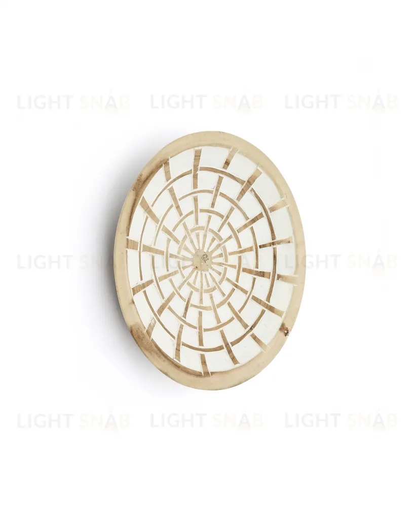 Настенная панель Mely из массива дерева альбиция белая Ø 50 см 101081