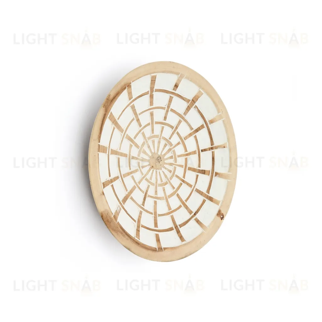 Настенная панель Mely из массива дерева альбиция белая Ø 50 см 101081