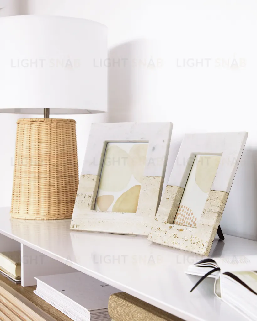 Рамка для фото Uria из белого мрамора и бежевого камня 25 x 20 см 106380