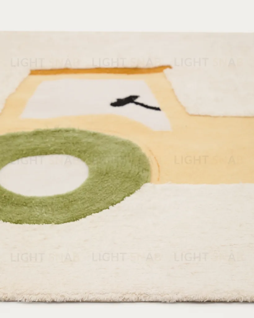 Ковер Pecky бежевый 100% хлопок с рисунком трактора 90 x 150 см 210436