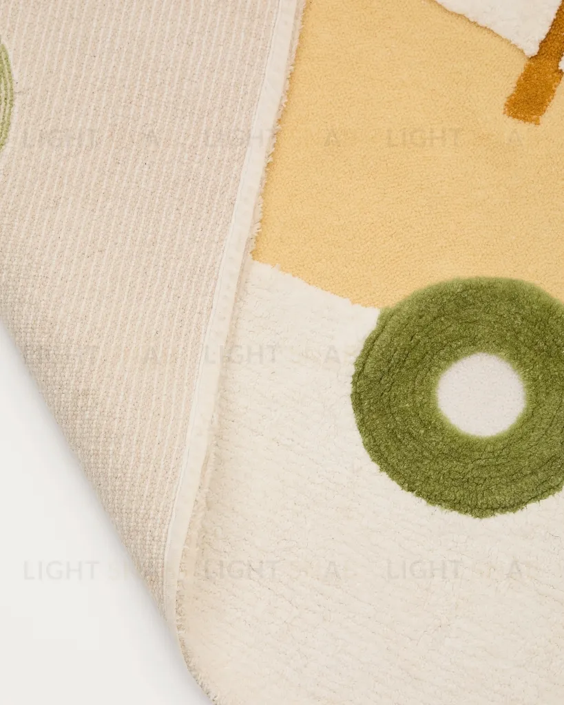 Ковер Pecky бежевый 100% хлопок с рисунком трактора 90 x 150 см 210436