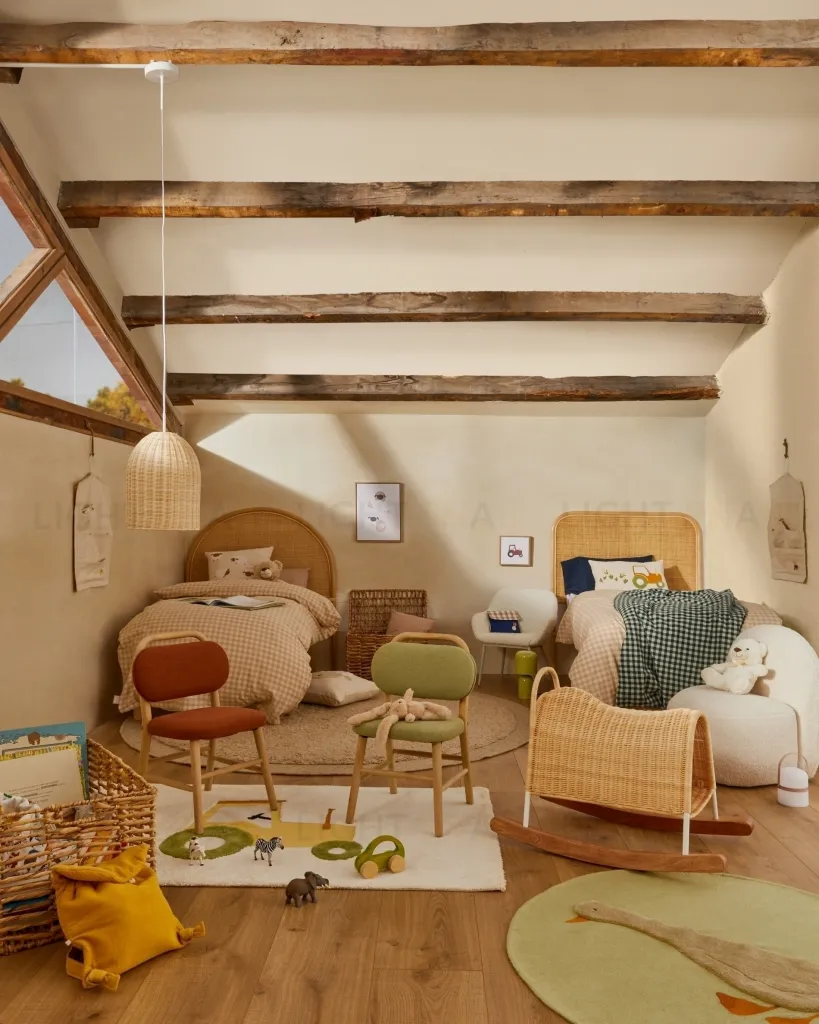 Ковер Pecky бежевый 100% хлопок с рисунком трактора 90 x 150 см 210436