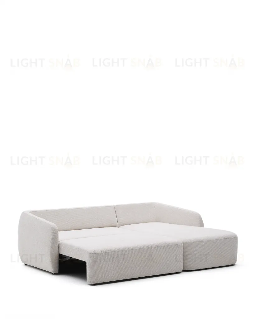 Laira 3-местный диван-кровать из шенилла с шезлонгом справа цвет экрю 246 см 251370