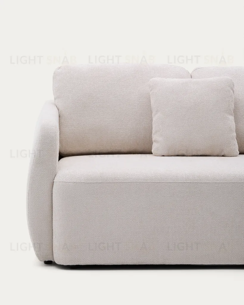 Laira 3-местный диван-кровать из шенилла с шезлонгом справа цвет экрю 246 см 251370