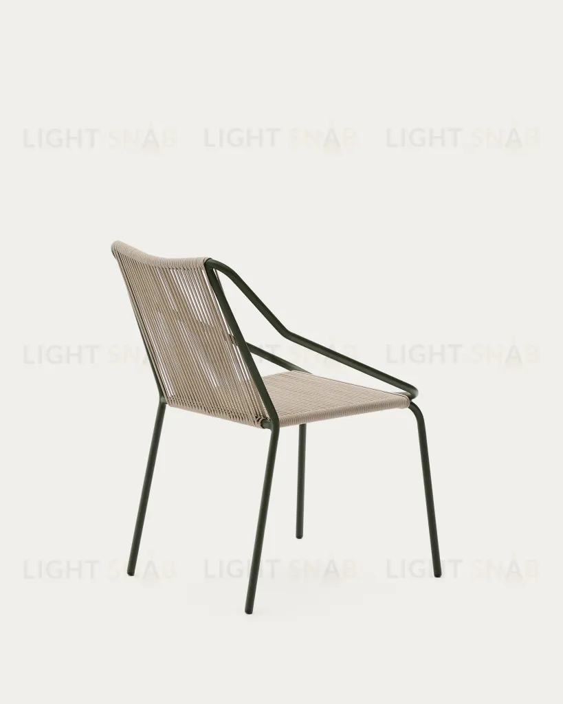 Садовое кресло Zivia из веревки цвета экрю и оцинкованной стали зеленого цвета 254033