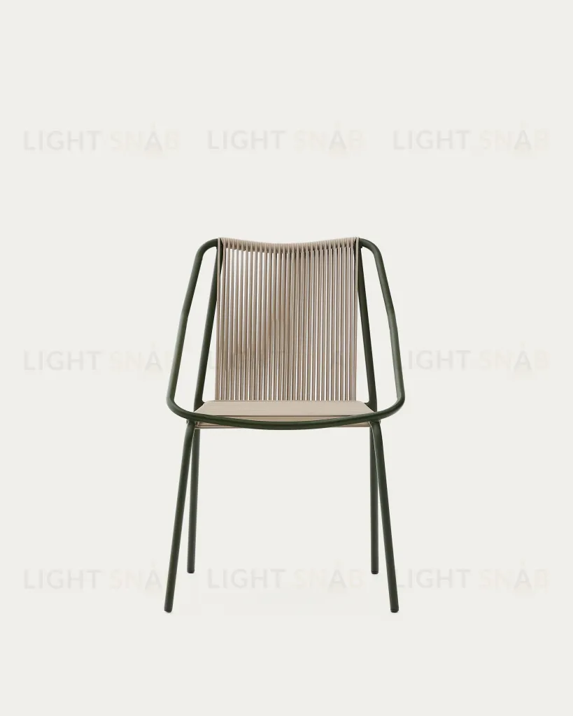 Садовое кресло Zivia из веревки цвета экрю и оцинкованной стали зеленого цвета 254033