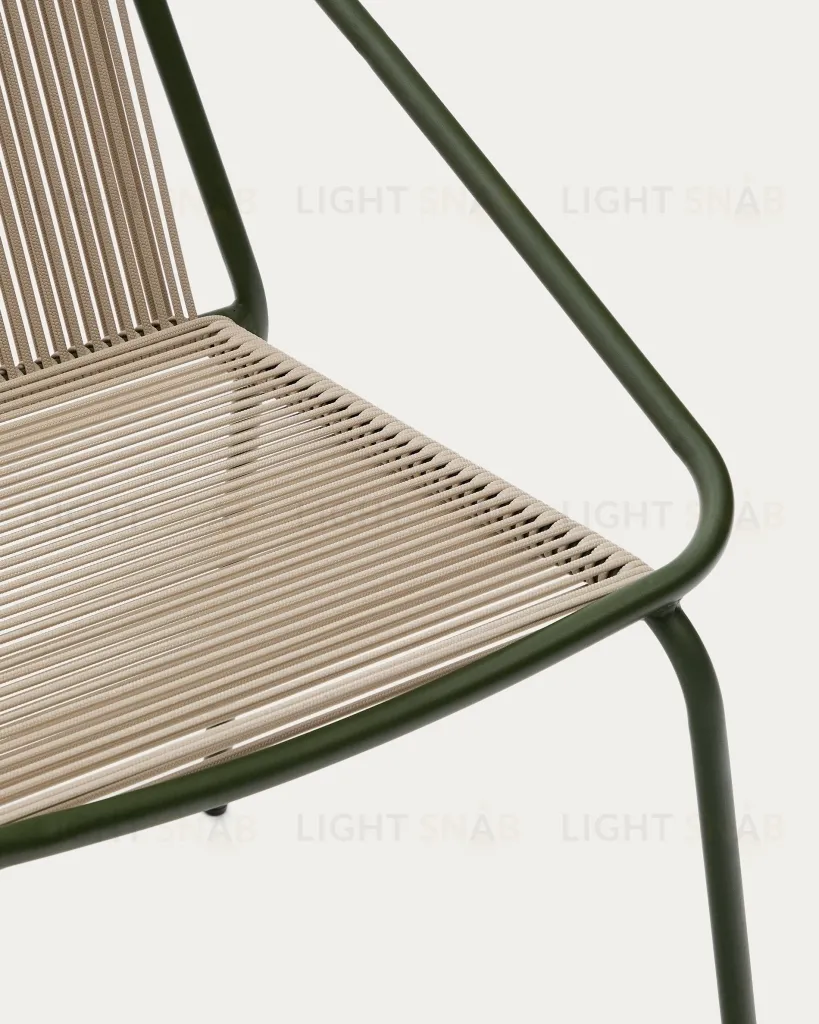 Садовое кресло Zivia из веревки цвета экрю и оцинкованной стали зеленого цвета 254033
