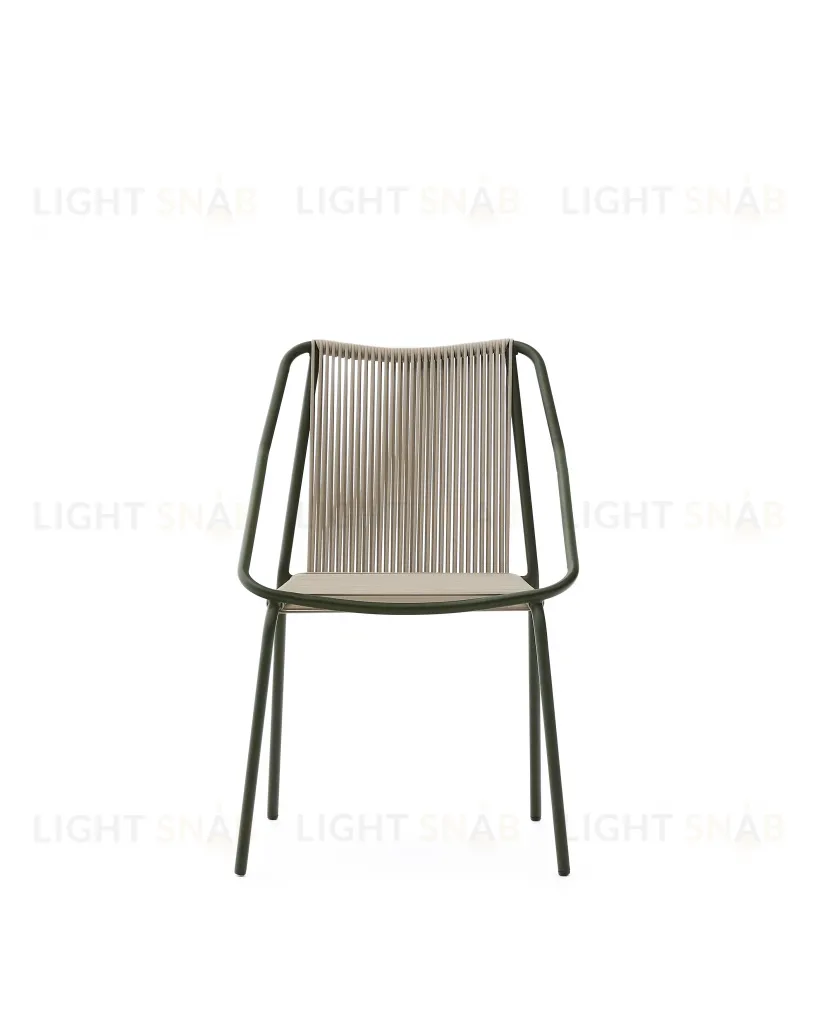 Садовое кресло Zivia из веревки цвета экрю и оцинкованной стали зеленого цвета 254033