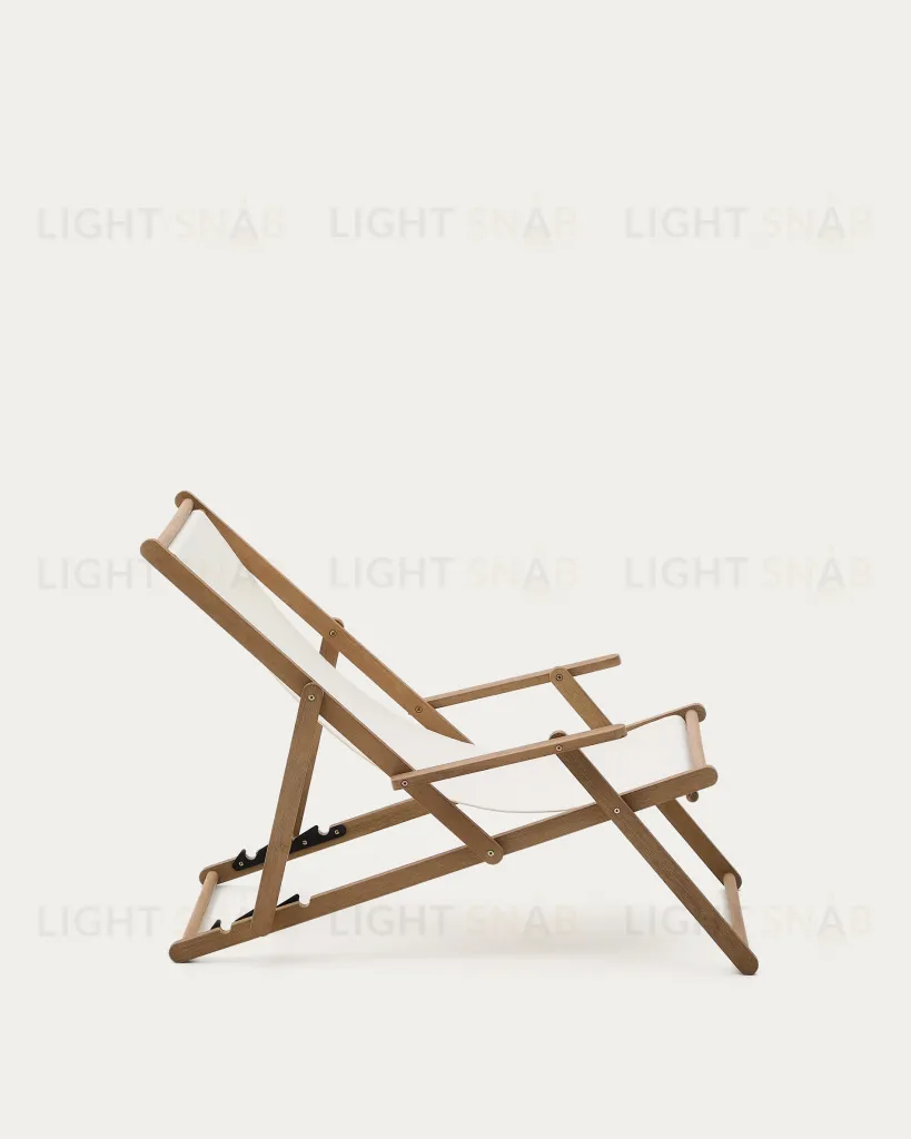 Cкладное кресло Vilara для улицы из акации и текстиля белого цвета 262389