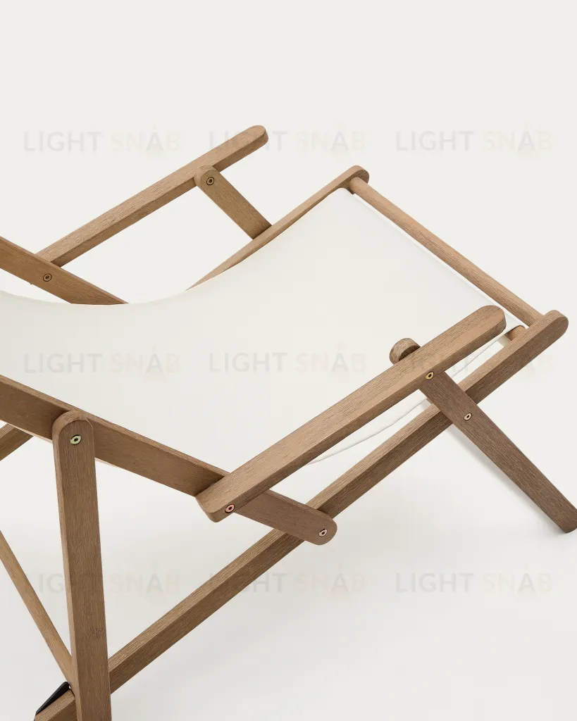 Cкладное кресло Vilara для улицы из акации и текстиля белого цвета 262389