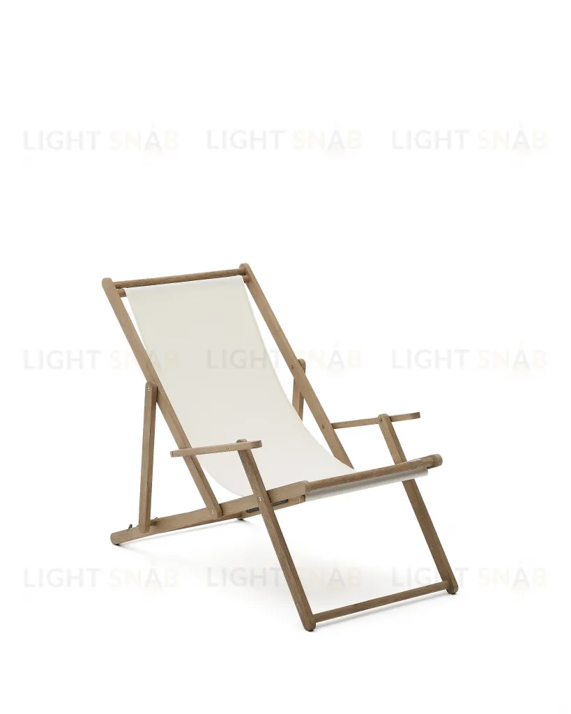 Cкладное кресло Vilara для улицы из акации и текстиля белого цвета 262389