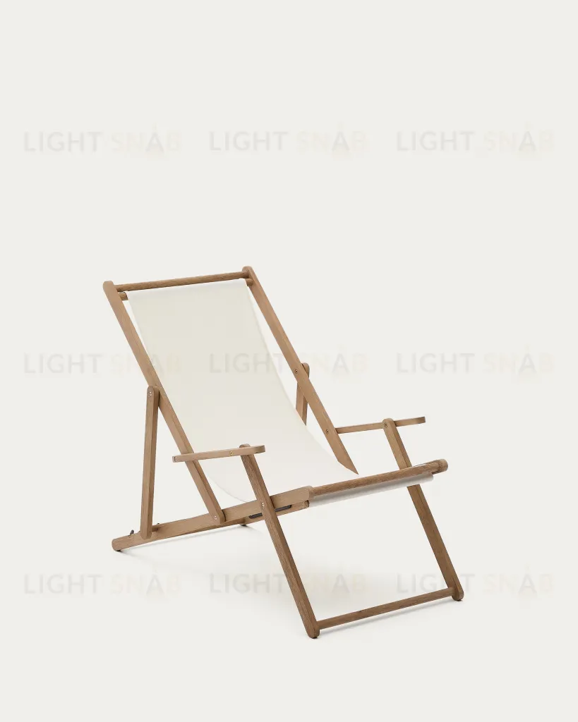 Cкладное кресло Vilara для улицы из акации и текстиля белого цвета 262389