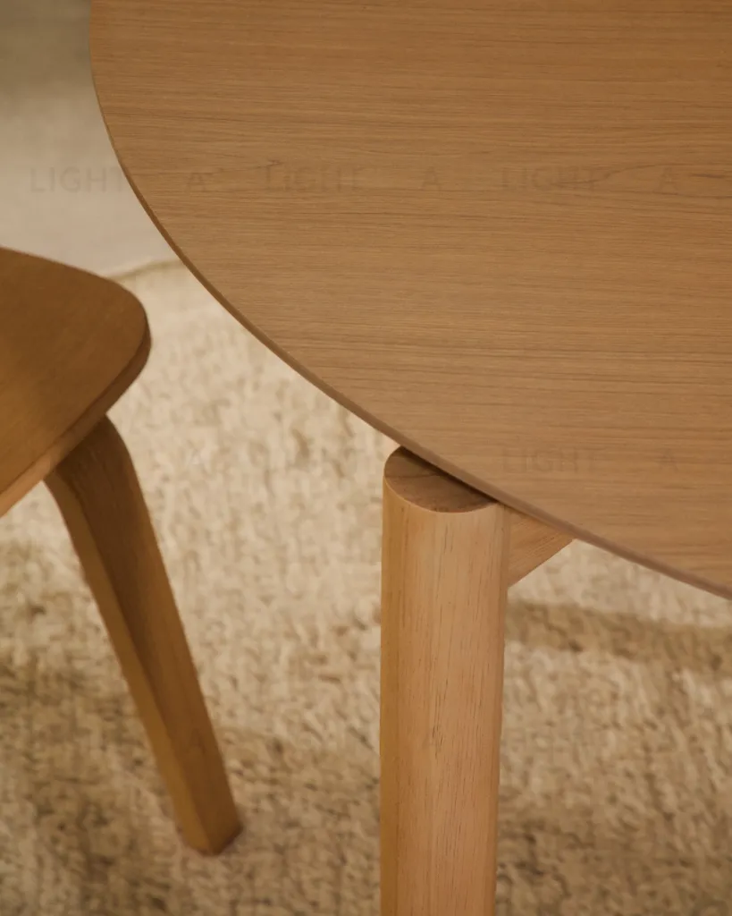 Круглый стол Indara из шпона и каучукового дерева с натуральной отделкой Ø100  251366