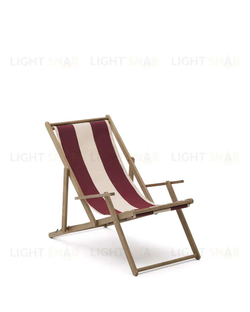 Vilara Складной шезлонг для улицы в полоску бордового и бежевого цвета 262375
