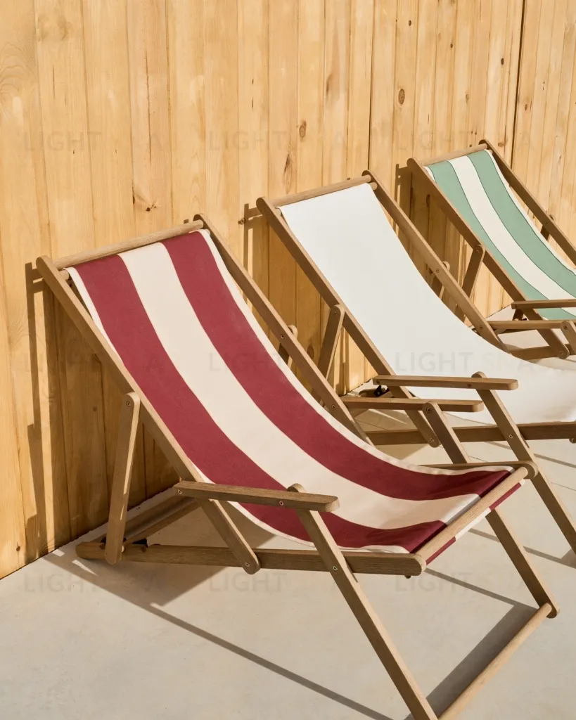 Vilara Складной шезлонг для улицы в полоску бордового и бежевого цвета 262375