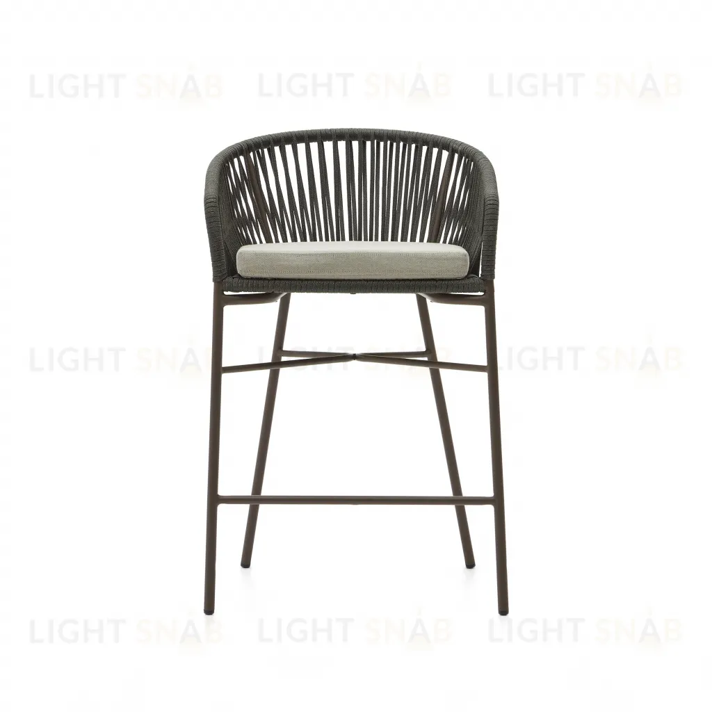 Стул полубарный Yanet из зеленой веревки, высота 65 см 098025