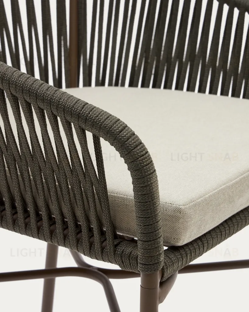 Стул полубарный Yanet из зеленой веревки, высота 65 см 098025