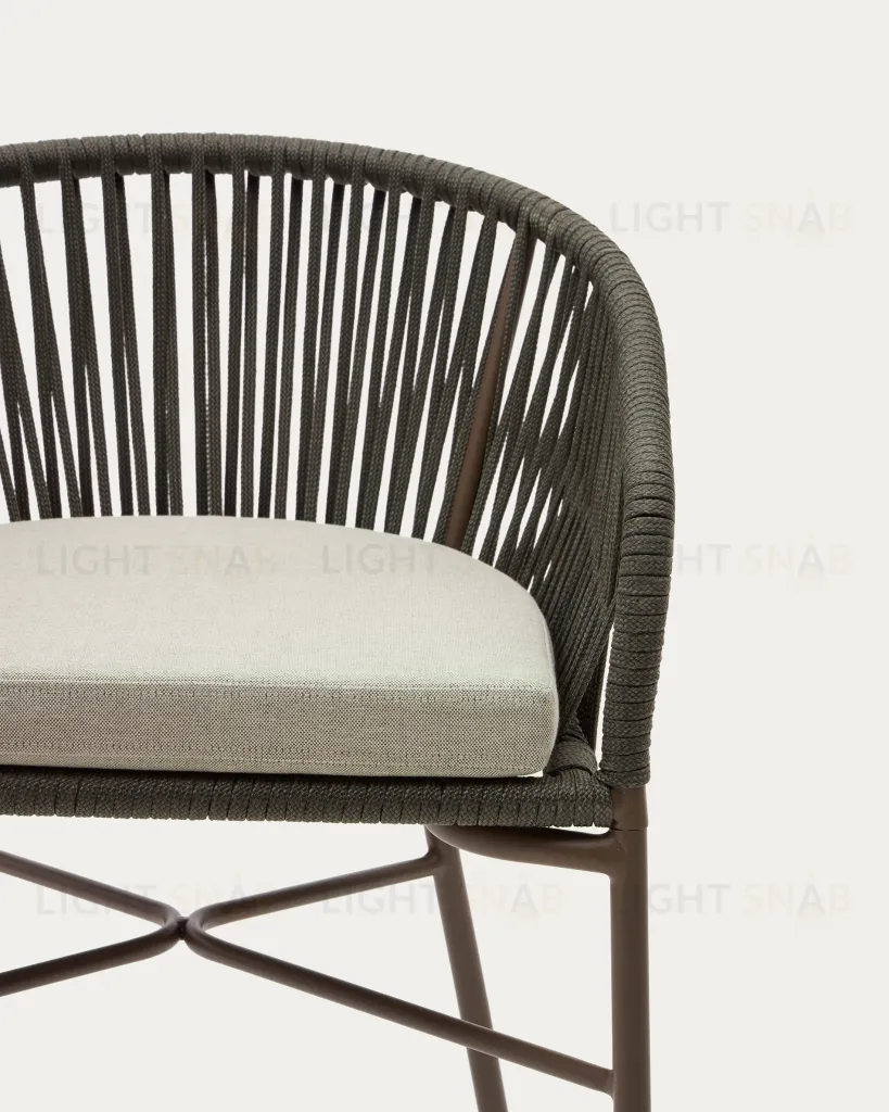 Стул полубарный Yanet из зеленой веревки, высота 65 см 098025