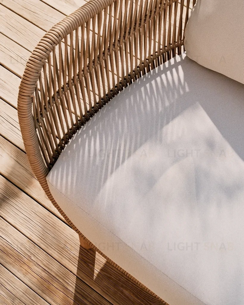 3-местный диван Catalina из бежевой веревки и массива акации 115638