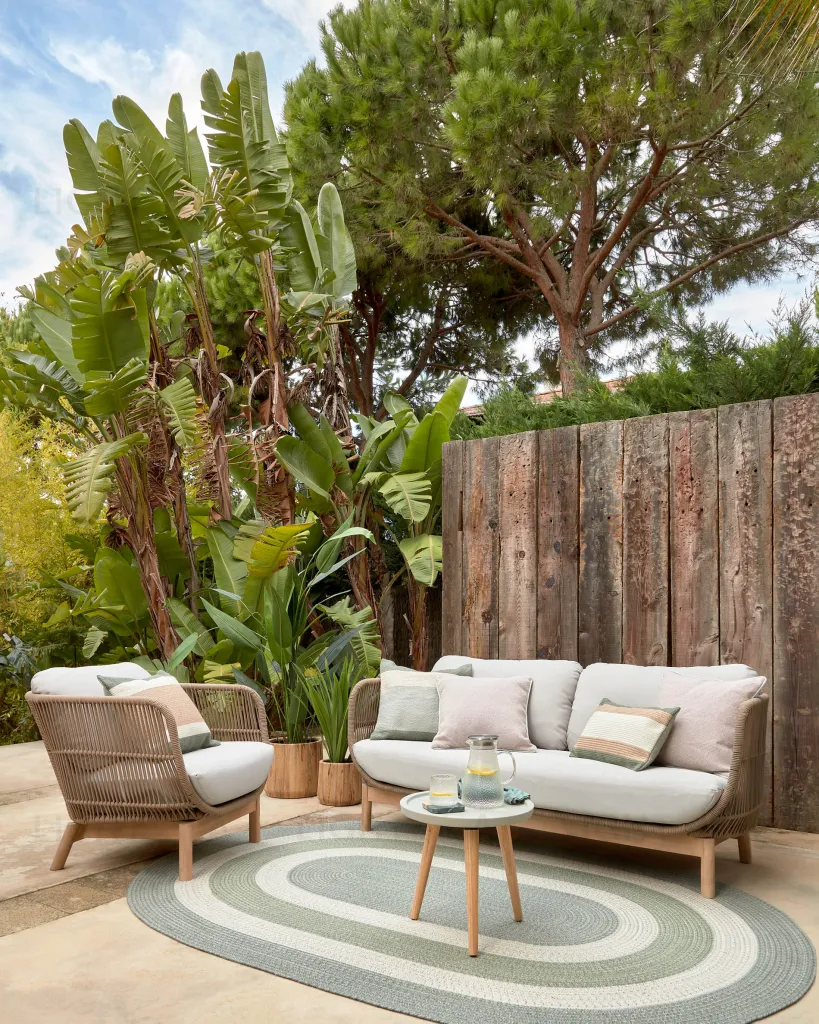 3-местный диван Catalina из бежевой веревки и массива акации 115638