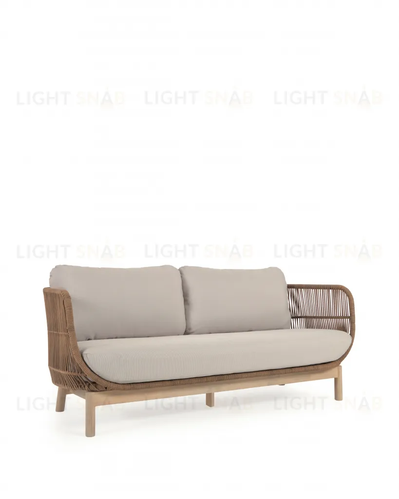 3-местный диван Catalina из бежевой веревки и массива акации 115638