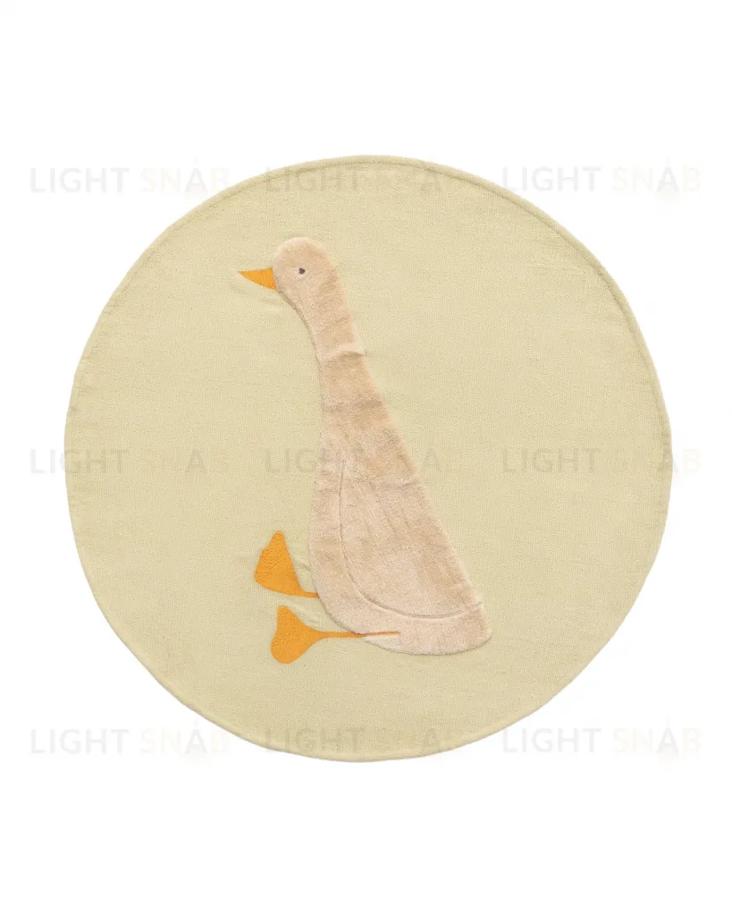 Ковер Milu зеленый хлопок с рисунком гуся Ø 100 см 210396