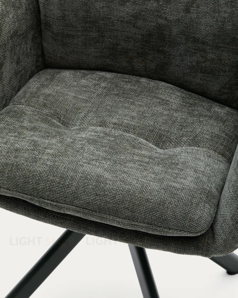 Lexa Вращающееся кресло из зеленого шенилла и стальными зелеными ножками 218525