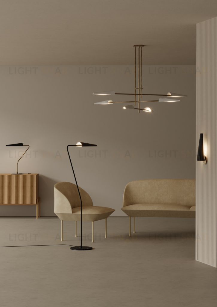 Люстра Bion 6L золотая с белыми абажурами 156103