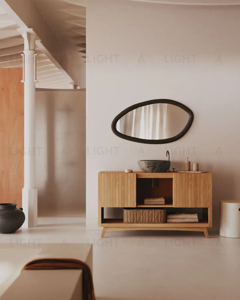 Magrit Зеркало в раме из массива мунгура с черной отделкой Ø 60 x 110 см 178176