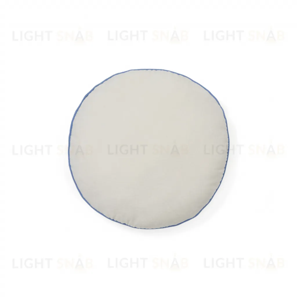 Saya круглая декоративная подушка белая с синей каймой Ø 40 см 210456