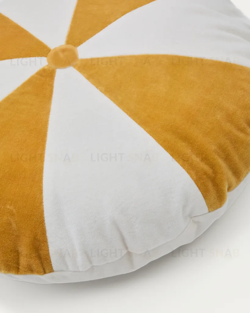 Odet Круглая подушка из 100% хлопка бело-горчичная 209233