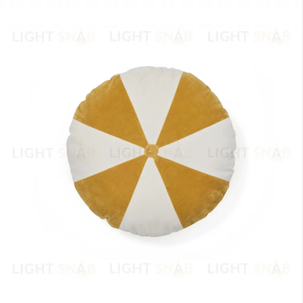 Odet Круглая подушка из 100% хлопка бело-горчичная 209233