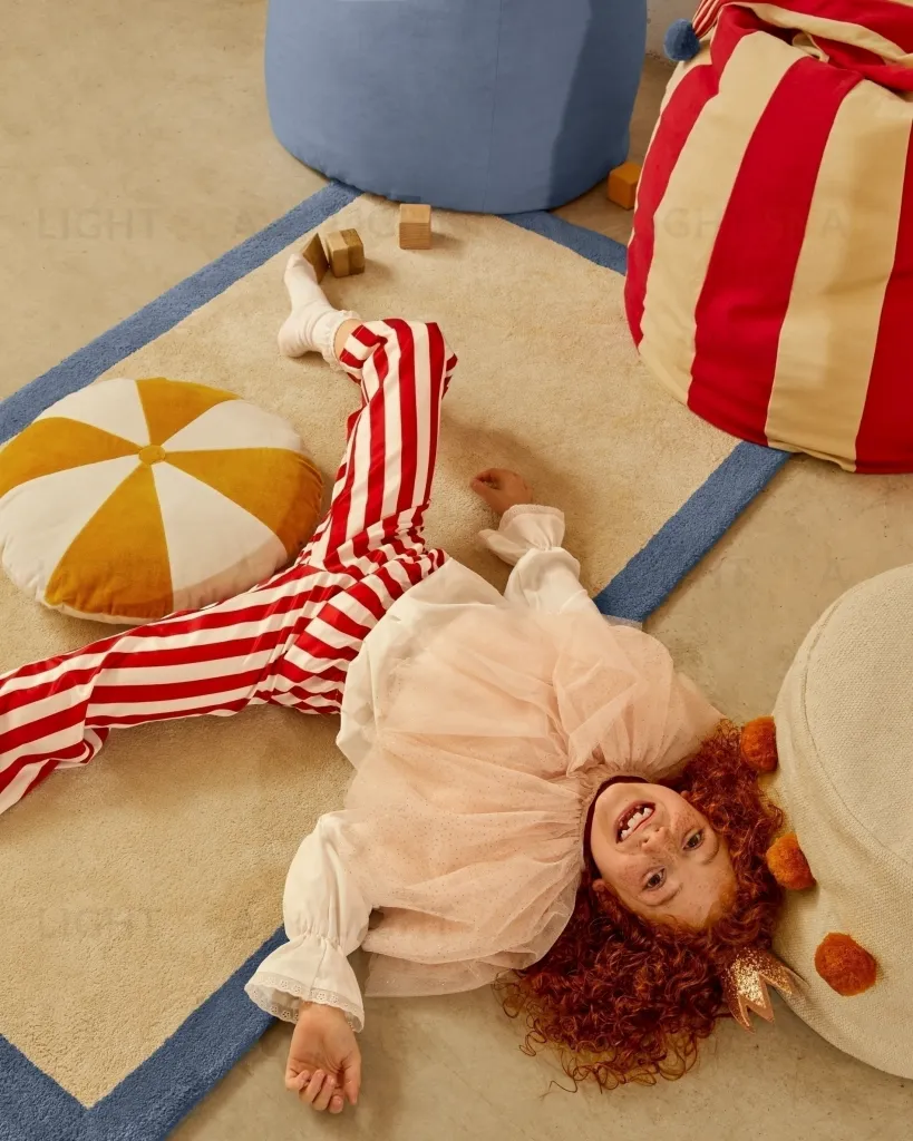 Odet Круглая подушка из 100% хлопка бело-горчичная 209233