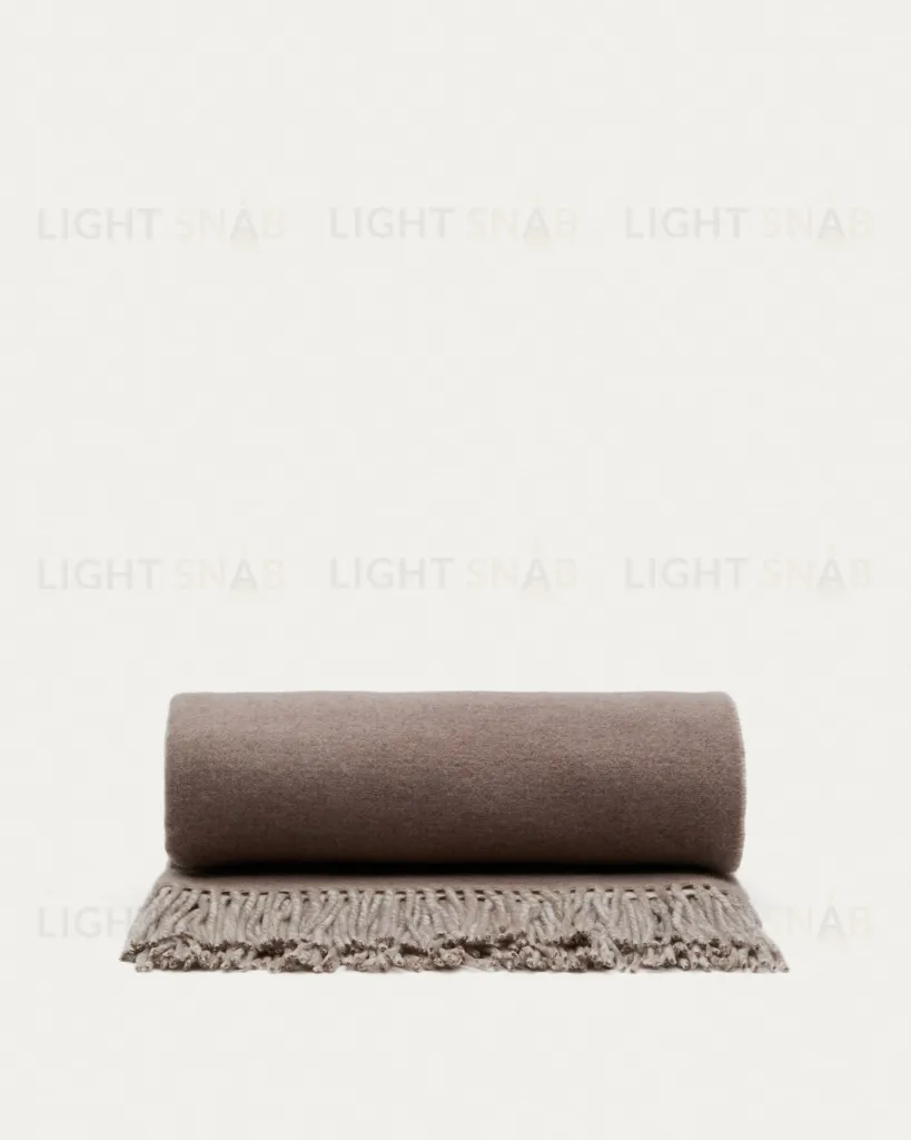 Двухсторонний плед Daiara из смеси коричневого шерстяного меланжа и бежевого цвета, 170 x 130 см 210824