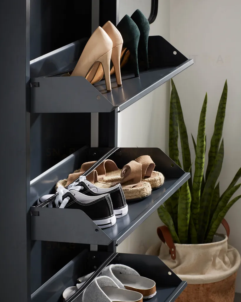 Полка для обуви Rox 3 двери металлическая графит 067565