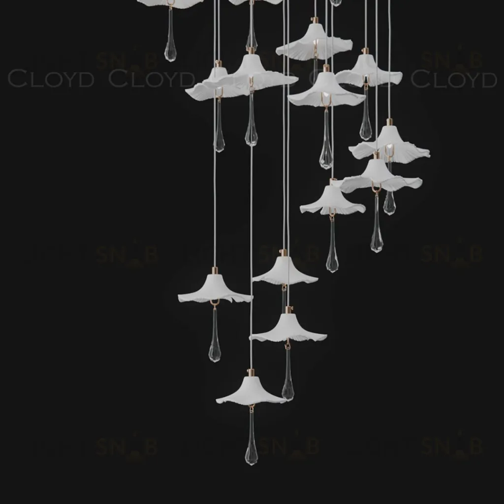  Люстра Cloyd SHANGRILA C33 / выс. 250 см - керамика - золото (арт.11335)  11335