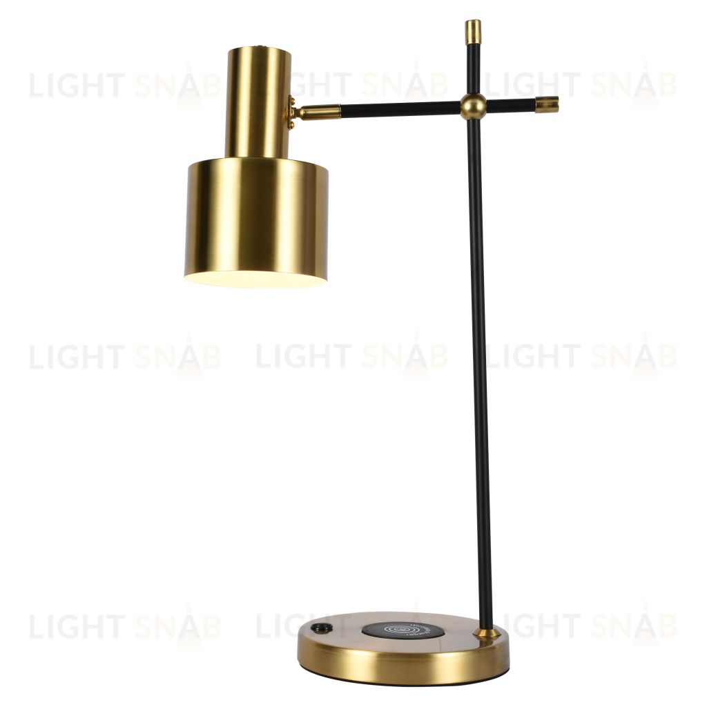 Настольная лампа латунь E27 беспроводная зарядка 55см Zortes DESKLIGHT ZRS.1066.03 ZRS.1066.03