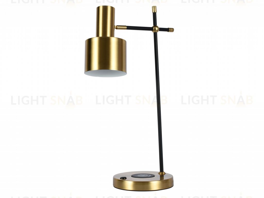 Настольная лампа латунь E27 беспроводная зарядка 55см Zortes DESKLIGHT ZRS.1066.03 ZRS.1066.03