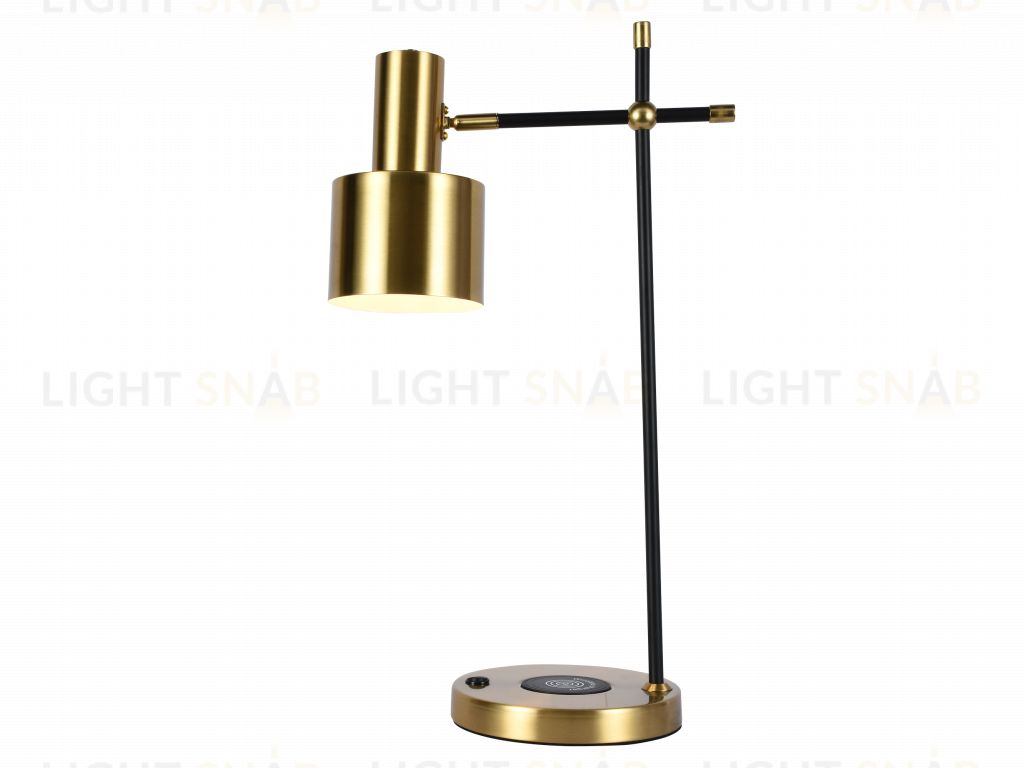 Настольная лампа латунь E27 беспроводная зарядка 55см Zortes DESKLIGHT ZRS.1066.03 ZRS.1066.03