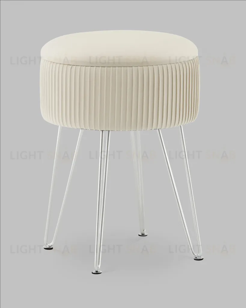 Пуф Астор бежевый серебряные ножки УТ000041379