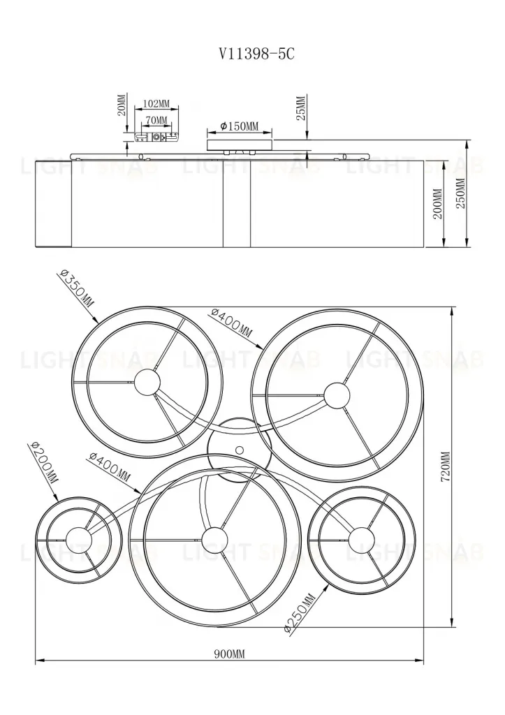 Светильник потолочный Moderli V11398-5C Massa УТ000040210