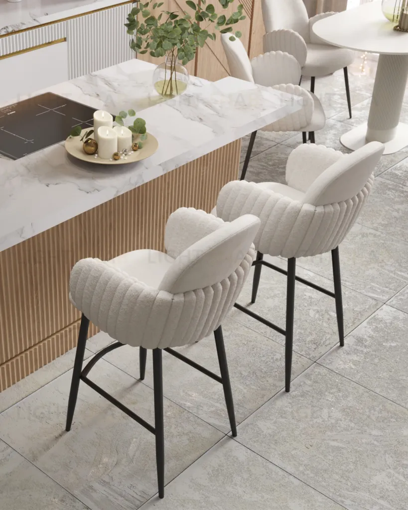 Стул полубарный Wave Stripes букле белый УТ000039363