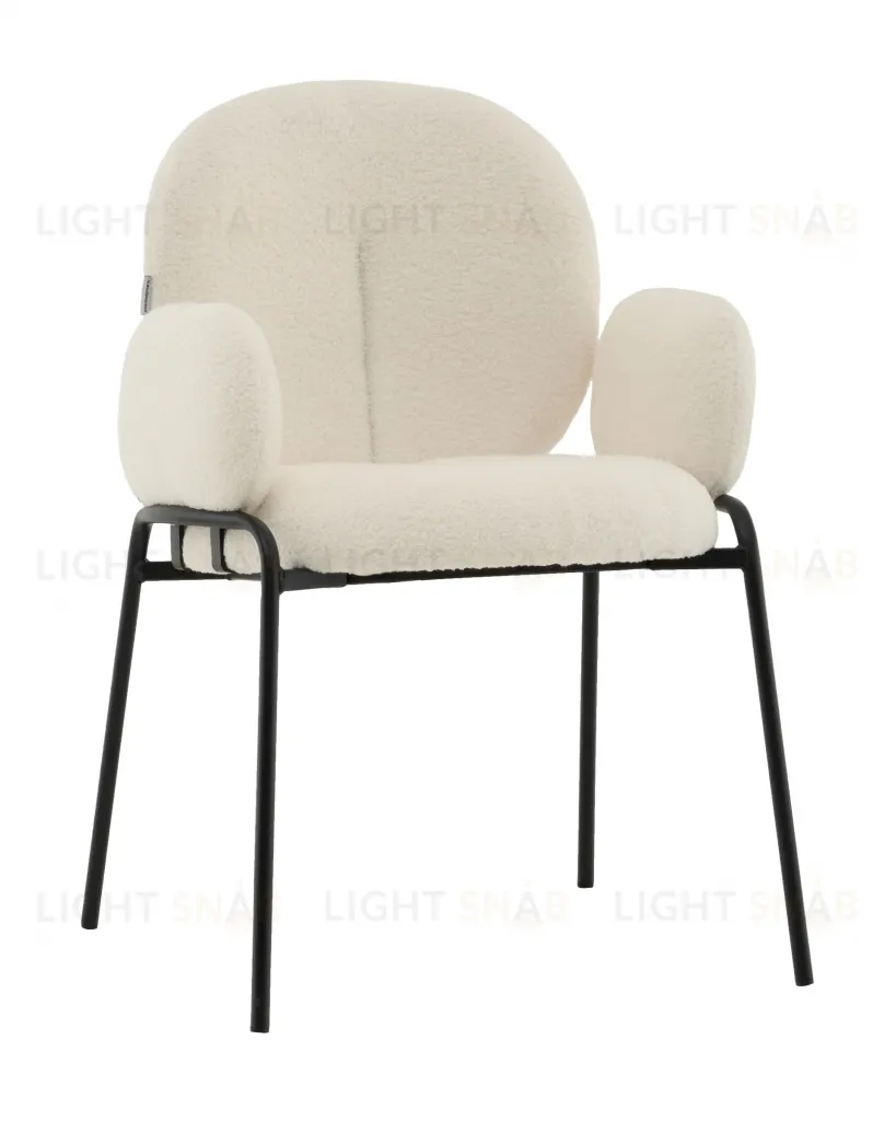 Стул с подлокотниками Моллек букле молочный УТ000041634