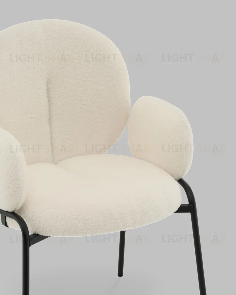 Стул с подлокотниками Моллек букле молочный УТ000041634