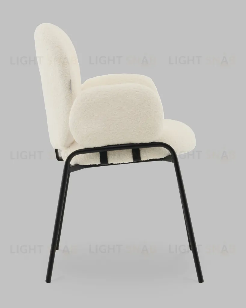 Стул с подлокотниками Моллек букле молочный УТ000041634