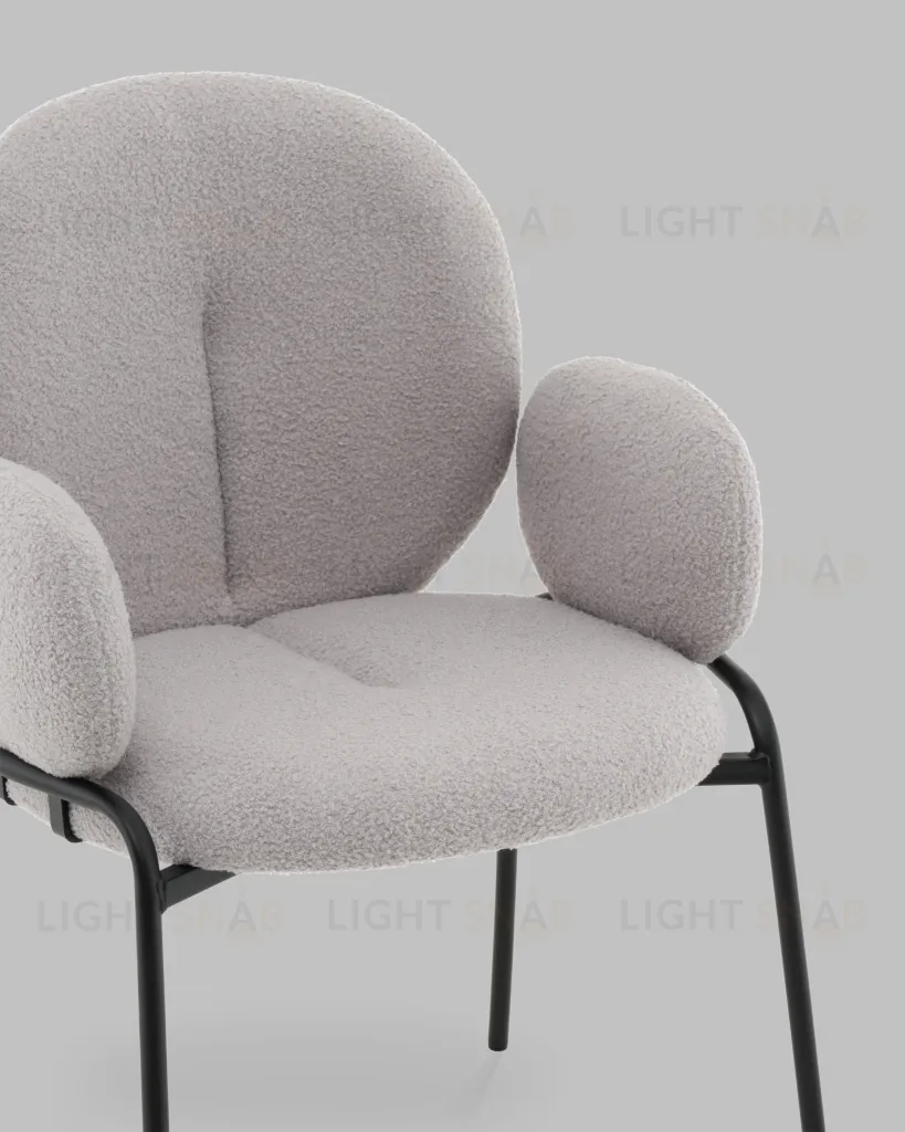 Стул с подлокотниками Моллек букле светло-серый УТ000041635