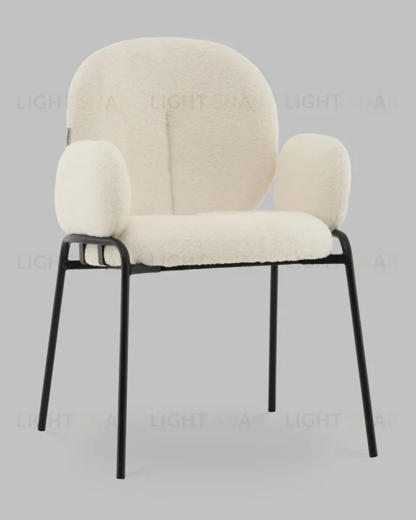 Стул с подлокотниками Моллек букле молочный УТ000041634